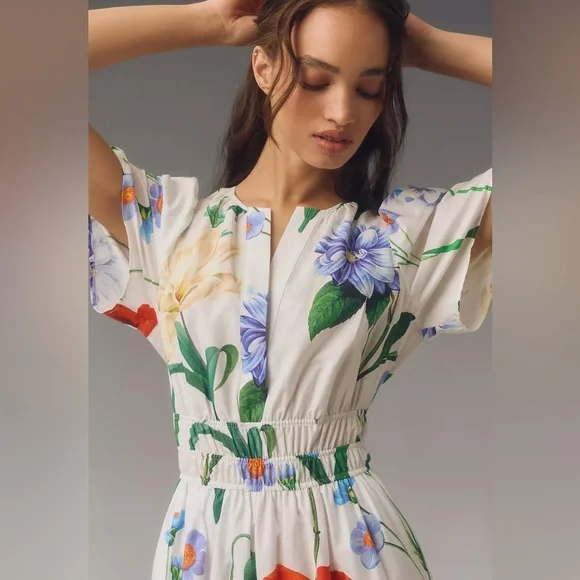 NWT Anthropologie The Somerset Maxi Dress White Floral Size S - Picture 3 of 3